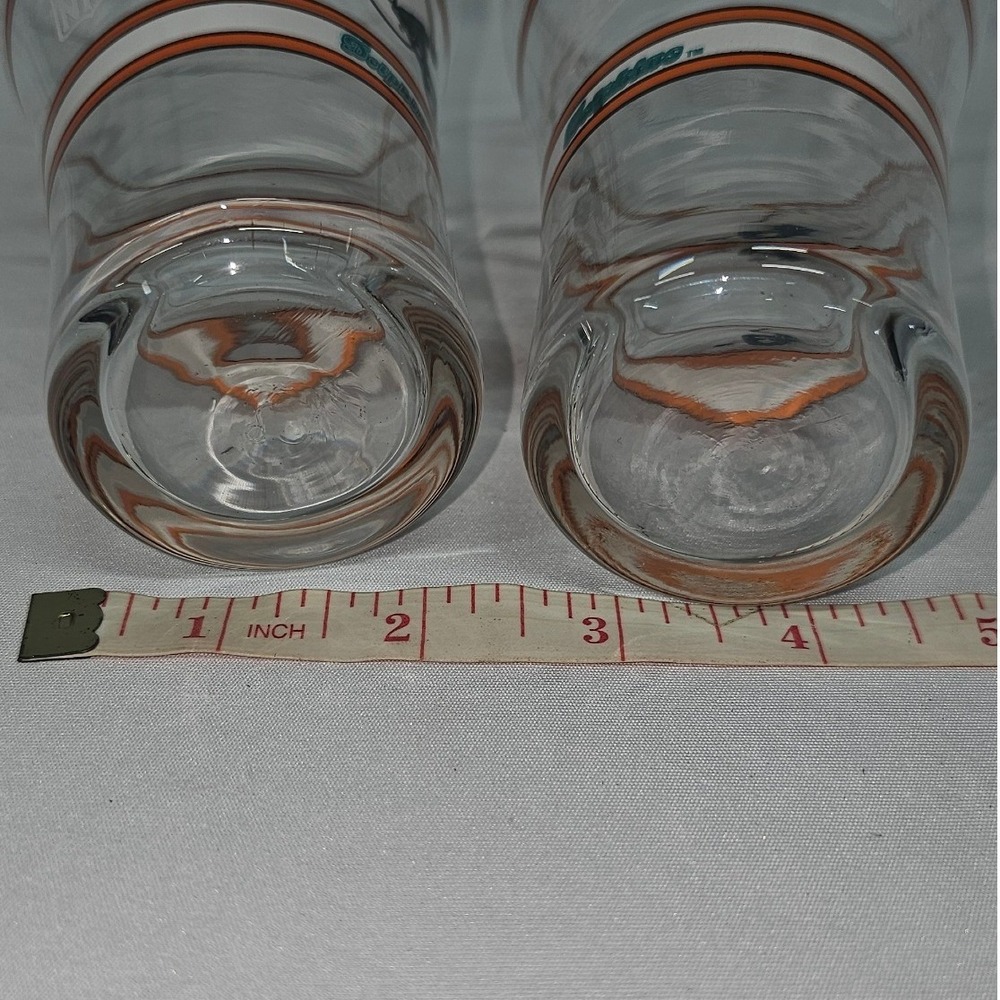 Vintage Miami Dolphins NFL Coca-Cola Glasses Set of 2 Clear Pilsner Tumblers 6in - Picture 6 of 6